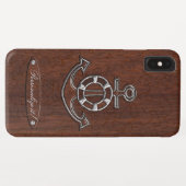 Personalize! Wet Nautical Mahogany Anchor Steel Case-Mate iPhone Case (Achterkant (horizontaal))