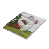 PERSONALIZE WHITE ROCK ROOSTER CERAMIC TILE TEGELTJE (Zijkant)
