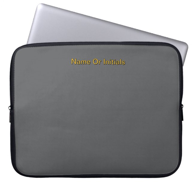 Personalize With Name Gray + Orange Laptop Sleeve (Voorkant)