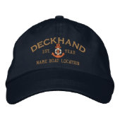 Personalize Year Name Deckhand LifeSaver Anchor Geborduurde Pet (Voorkant)