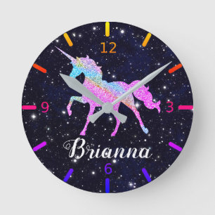 Personalize Your Colorful Unicorn Ronde Klok