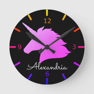 Personalize Your Own Colorful Unicorn Ronde Klok