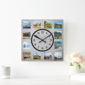 Personalized 12 Foto van Collage Rustic Nature Vierkante Klok (Huis)