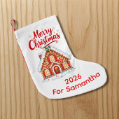 Personalized 2026 Christmas House Stocking Kleine Kerstsok