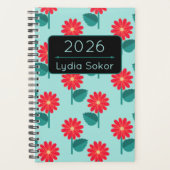 Personalized 2026 Floral Planner Notebook (Voorkant)