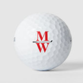 Personalized 2-Initials Red Monogram  Golfballen (Voorkant)