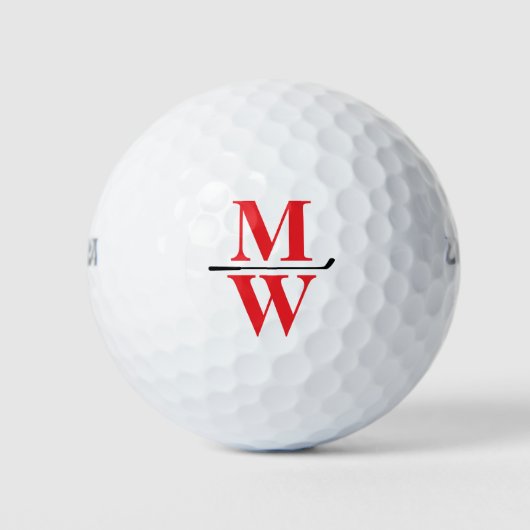 Personalized 2-Initials Red Monogram  Golfballen (Voorkant)