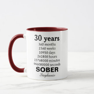 Personalized 30 Years Sober Mug Recovery gift Mok
