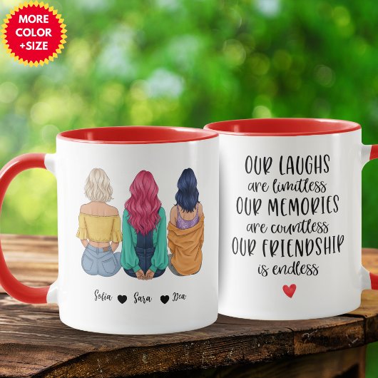 Personalized 3 Best Friends Mug | Custom BFF Gift