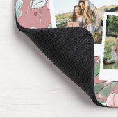 Personalized 3 Photo Pink Floral Background Muismat (Hoek)