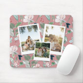 Personalized 3 Photo Pink Floral Background Muismat (Met muis)