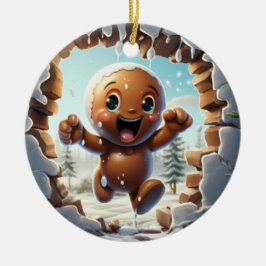 Personalized 3D Gingerbread Man Keramisch Ornament