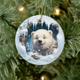 Personalized 3D Polar Bear Keramisch Ornament