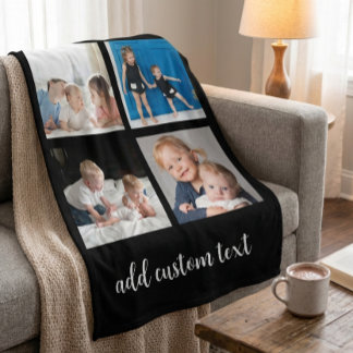 Personalized 4 Photo Collage – Custoum Photos Gift Fleece Deken