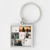 Personalized 4-Photo Collage Mom Monogram Sleutelhanger (Voorkant)