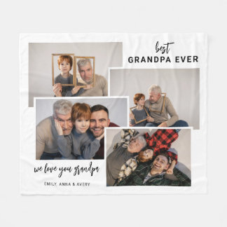 Personalized 4 Tile Photo Grandpa Fleece Blanket