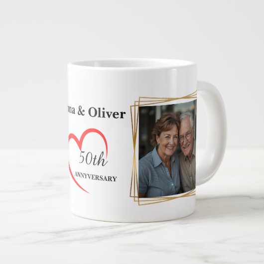 Personalized 50th Anniversary Photo Mug Extra Grote Beker (Voorkant rechts)
