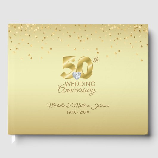 Personalized 50th Golden Wedding Anniversary Gastenboek (Voorkant)
