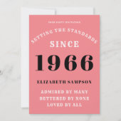 Personalized 60th Birthday 1966 Add Your Name Pink Kaart (Voorkant)