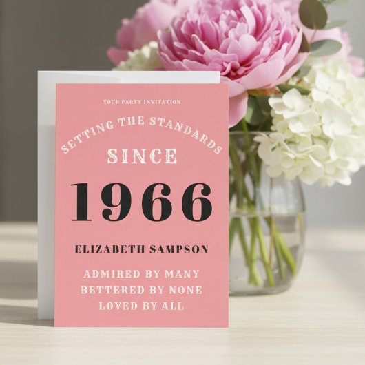 Personalized 60th Birthday 1966 Add Your Name Pink Kaart