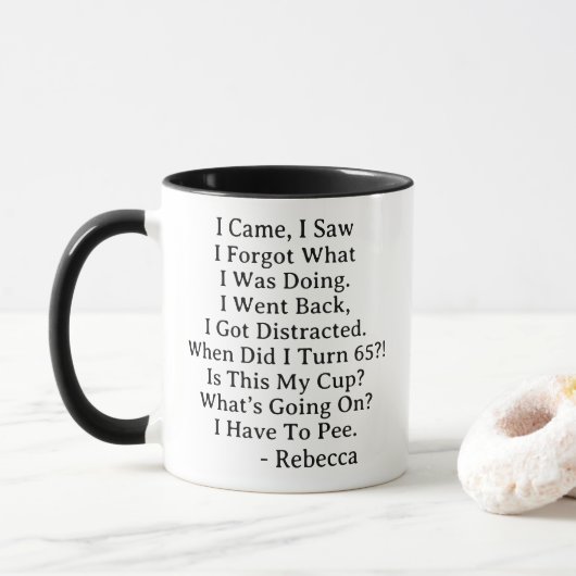 Personalized 65th Birthday Celebration Coffee Mug Mok (Met donut)
