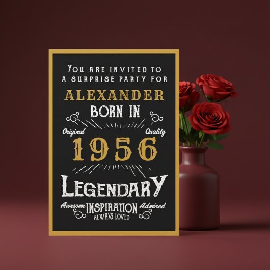 Personalized 70th Birthday 1956 Black Gold Legend Kaart