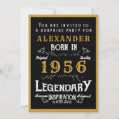 Personalized 70th Birthday 1956 Black Gold Legend Kaart (Voorkant)