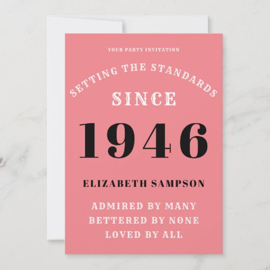 Personalized 80th Birthday 1946 Add Your Name Pink Kaart (Voorkant)
