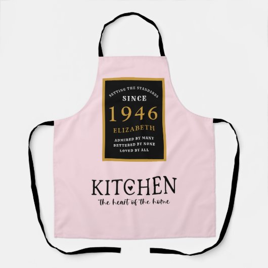 Personalized 80th Birthday Cook Chef Baker Pink Schort (Voorkant)