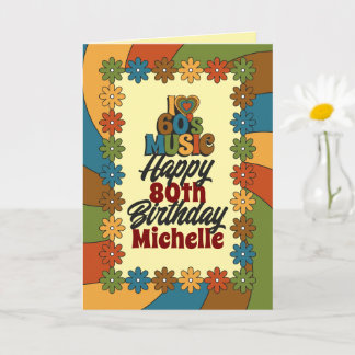 Personalized 80th Birthday Retro I Love 60s Music Kaart