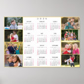 Personalized 8 Family Photo Collage 2026 Calendar Poster (Voorkant)