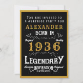 Personalized 90th Birthday 1936 Black Gold Legend Kaart (Voorkant)