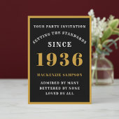 Personalized 90th Birthday 1936 Elegant Black Gold Kaart