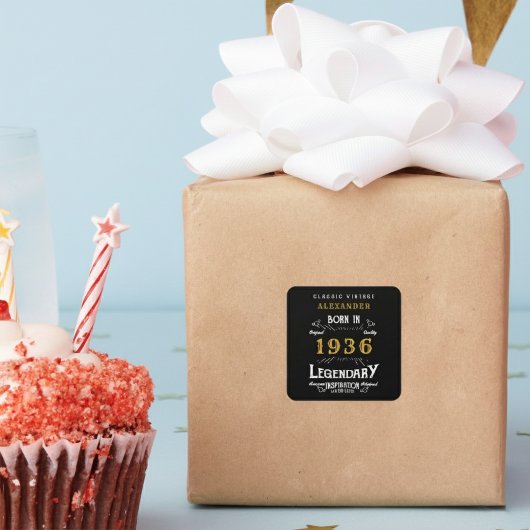 Personalized 90th Birthday Add Name 1936 Legend Vierkante Sticker