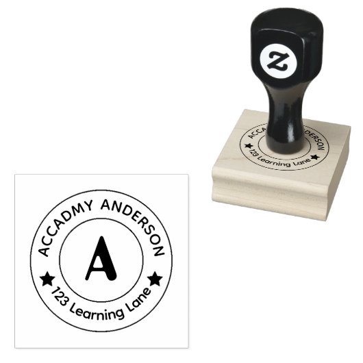 Personalized Academic Initial A Round Seal Stamp Rubberstempel (Gestempeld)