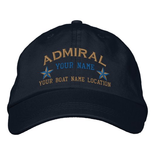 Personalized Admiral Stars Ball Cap Embroidery Geborduurde Pet (Voorkant)