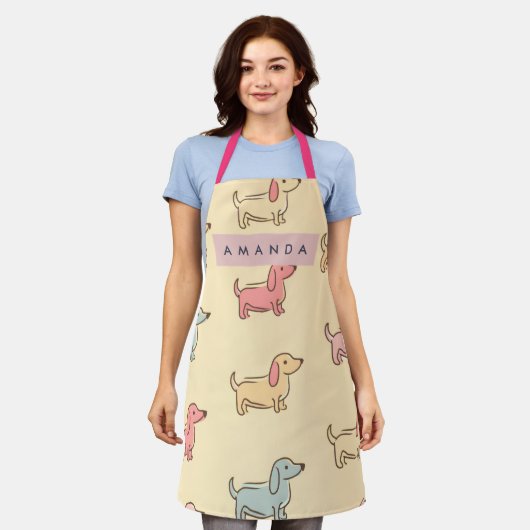 Personalized Adorable Dachshund Dog Pattern Schort (Gedragen)