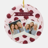Personalized Aesthetic Cherry Pattern Name Gift Keramisch Ornament (Achterkant)
