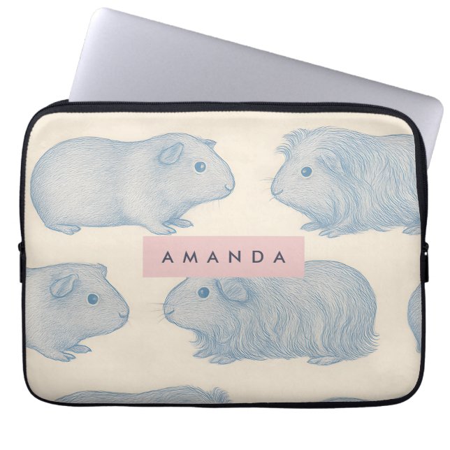 Personalized Aesthetically Guinea Pigs Pattern Laptop Sleeve (Voorkant)