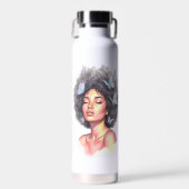Personalized Afro Beauty Portrait Water Bottle Waterfles (Voorkant)