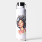 Personalized Afro Beauty Portrait Water Bottle Waterfles (Achterkant)