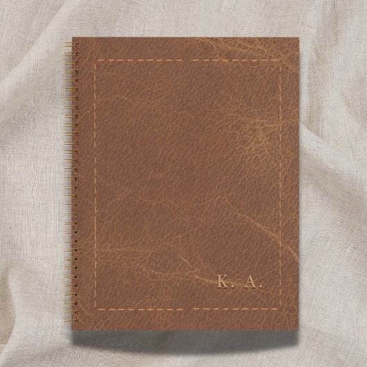 Personalized Aged Leather Notebook with Initials Notitieboek