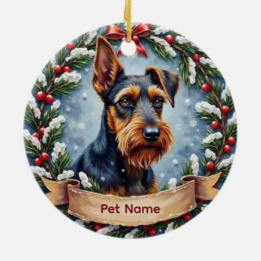 Personalized Airedale Terrier Christmas Keramisch Ornament (Achterkant)