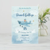 Personalized Airplane Boy Birthday Invitation (Debout devant)