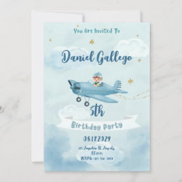 Personalized Airplane Boy Birthday Invitation Kaart