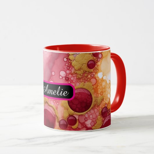 Personalized Alcohol Ink Style Mug with Name, gift (Devant droit)
