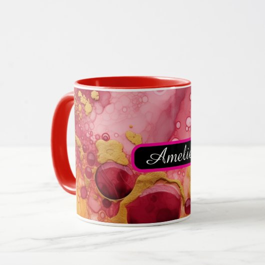 Personalized Alcohol Ink Style Mug with Name, gift (Devant gauche)