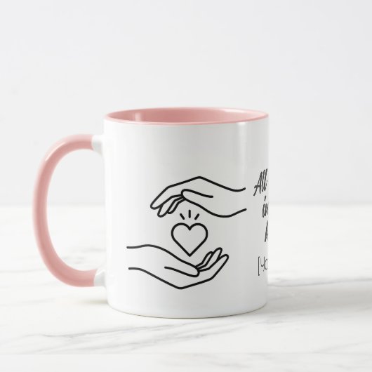 Personalized All My Love Hands Heart Mug (Gauche)