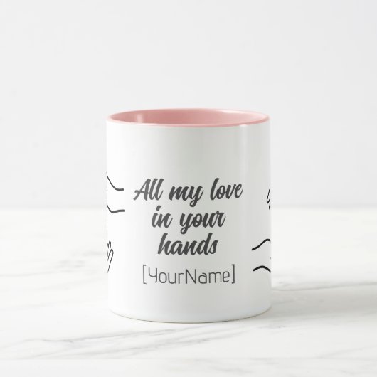 Personalized All My Love Hands Heart Mug Mok (Midden)