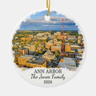 Personalized Ann Arbor Ornament, Custom Michigan Keramisch Ornament
